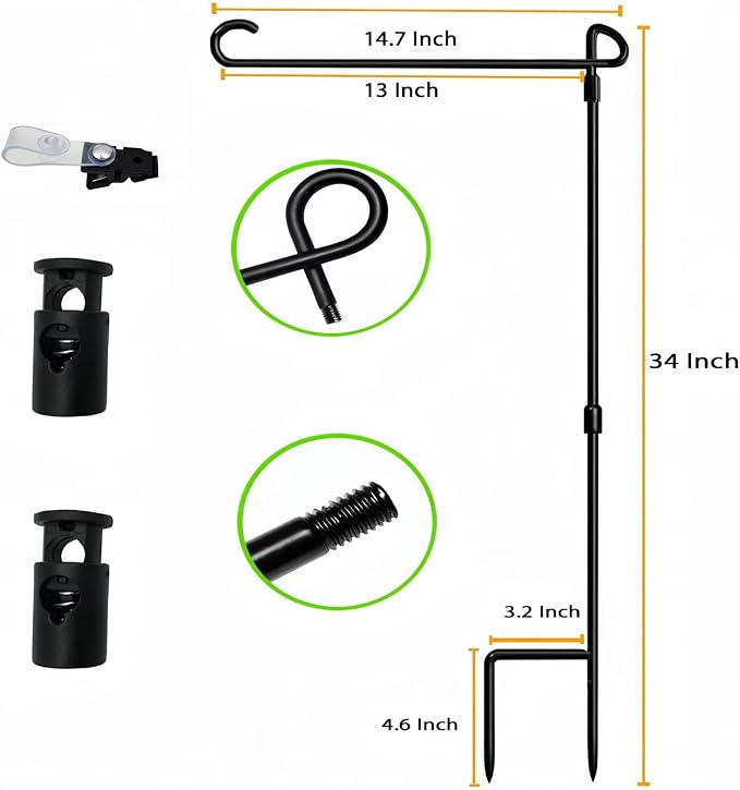 Garden Flag Pole Stand Holder, 6 Pack Garden Flags for Outside with Flag Stopper and Clip Waterproof Powder-Coated Paint for Flag Pole Holder for Outside House,Yard Flags for Outside