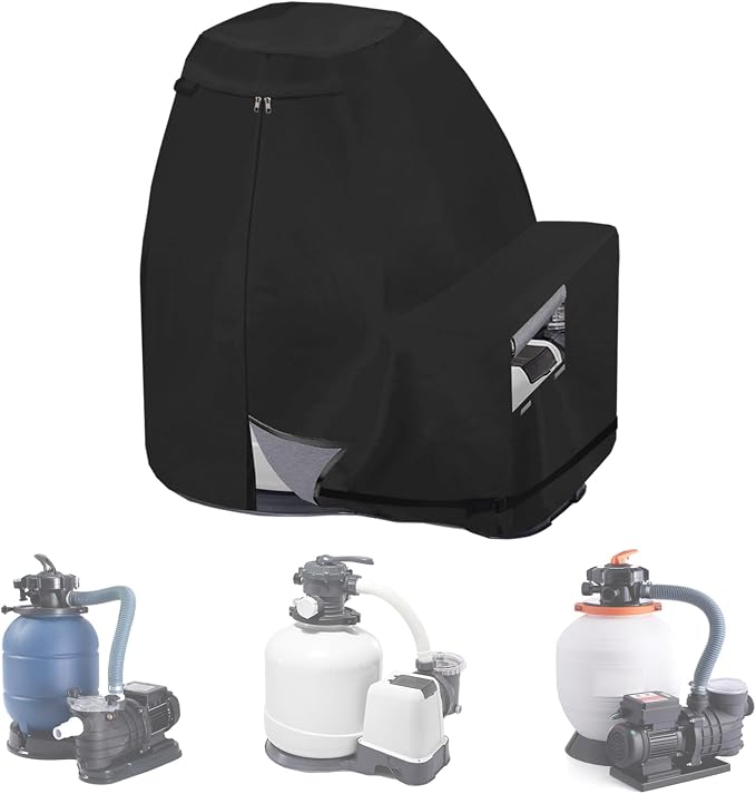 Sand Filter Pump Cover,600D Waterproof Oxford Fabric Above Ground Pool Pump Cover,Suitable for Most 17-20 Inch Sand Filter Pump on Market (Universal Style)