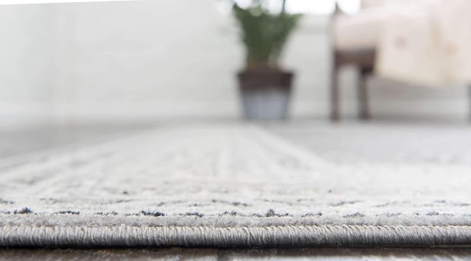 Unique Loom Williamsburg Collection Traditional Border with Dotted Center Area Rug, Rectangular 7' 1" x 10' 0", Gray/Beige