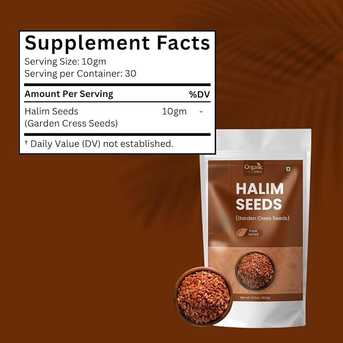 Organic Spree Halim Seeds 300gm (10.6oz) | Garden Cress Seeds | Lepidium Sativum | Pure and Natural- Pack of 2