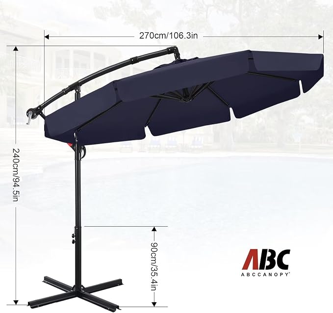 ABCCANOPY Premium Cantilever Patio Umbrellas 9FT (Tibetan Blue)