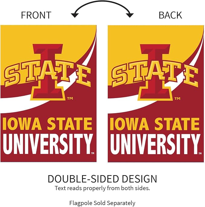 NCAA Iowa State University House Flag, 28 x 44, Double Sided Garden Flags for Outside, Outdoor College Flags & Banners for Gardens Patio, Indoor Wall Decor Flag for Room