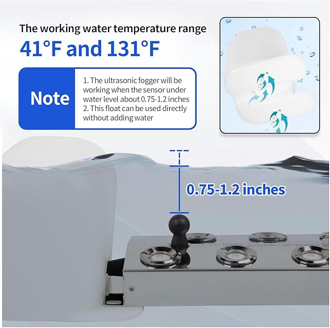 Ultrasonic Mist Maker 8 Head Mist Maker Fogger 6000ml/H Ultrasonic Mister Fogger 300W Atomizer Pond Fogger IP67 Waterproof Fog Mist Machine with Float for Garden Rockery Halloween Decor (8 Heads)