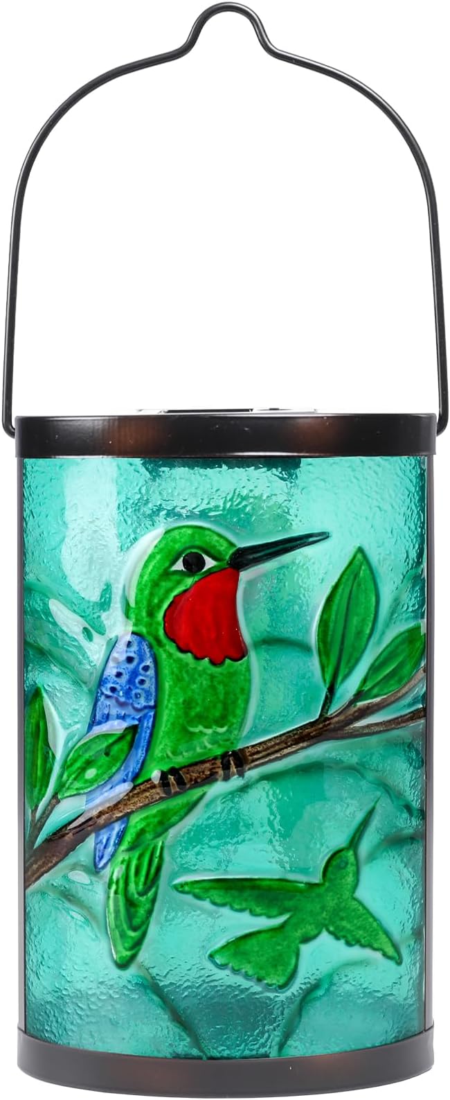 Hanging Solar Lantern Outdoor Waterproof Hummingbird Solar Lights Glass Tabletop Decorative Lamp for Outdoor Patio Garden Outside Yard Decor