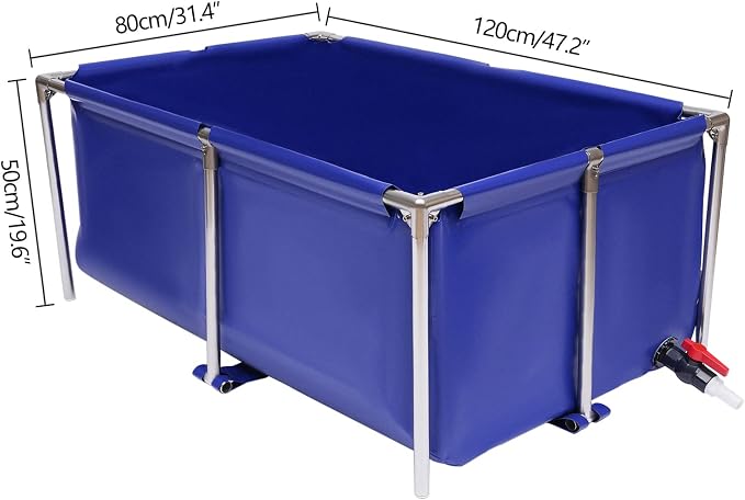 Canvas Fish Pond, Canvas Small Above Ground Pond, Foldable Water Storage Pond, Portable Koi Breeding Pond with Stainless Steel Tubes and Drain Valve, Large Aquaculture Pool, Koi Pond, Goldfish Tan