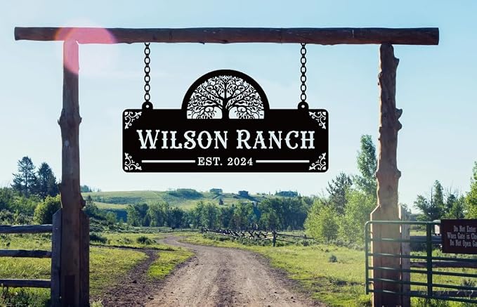 Custom Metal Farm Sign, Ranch or Farm Signs Indoor Outdoor， Personalized Metal Sign Ranch Name Sign, Ranch & Farmhouse Signs Wall Art Decor, Gifts, Housewarming Gift,