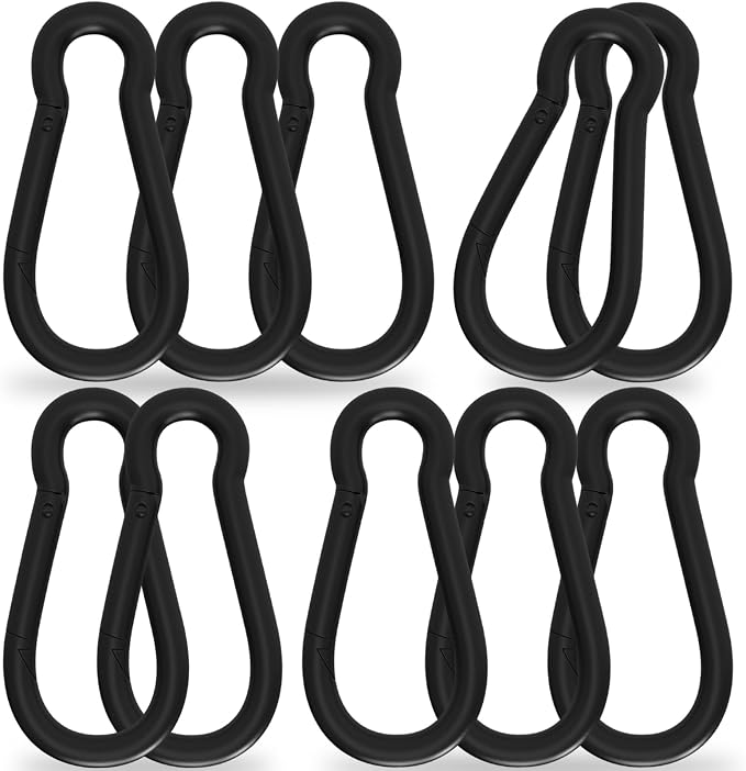 Heavy-Duty Carabiner Clip 1.57"–5.5", Black/Silver Spring Snap Hook, Quick Link Keychain Clip for Keys, Swing Set, Camping, Fishing, Hiking & Traveling (120–1350 lbs)