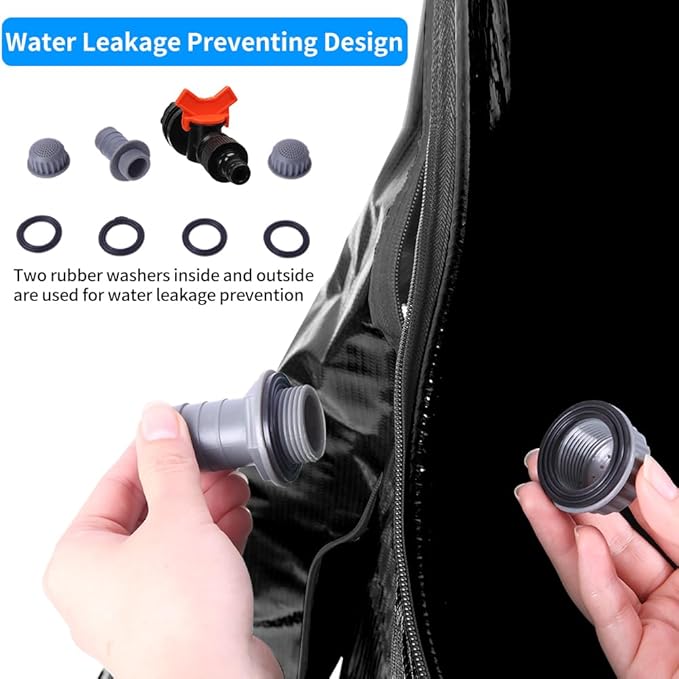 132 Gallon Collapsible Rain Barrel, Portable Rainwater Collection System, Rain Catcher Barrel, Water Storage Tank with Two Spigots and Overflow Kit, Rain Water Barrel Collector for Garden, Black