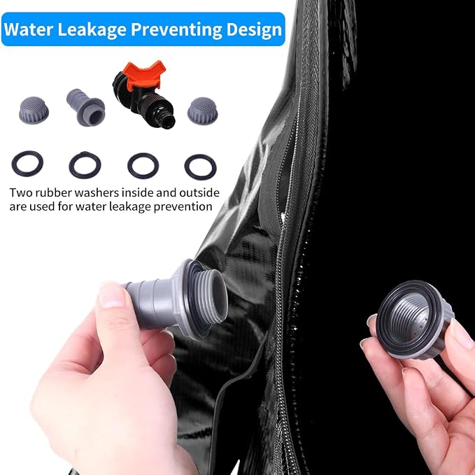 50 Gallon Folding Rain Barrel Water Tank, Portable Water Storage Tank, Rainwater Collection System Downspout, Upgraded Water Catcher Container with Filter (50 Gallon, Black)