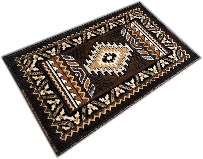 YHSF South Western Area Rug for Living Room, Bedroom, Kitchen & More - Easy Clean, Soft & Durable Native American Tribal Rug - Stain-Proof, Non-Slip Runner for Home Decor - Chocolate Brown, 2' x 3'4" | Easy-Clean, Soft & Durable Tribal Rug for Living R...