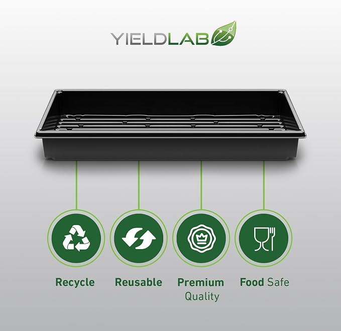 10x20 Inch Black Plastic 50 Pack Plant Propagation Tray – Growing Trays for Garden, Planting, Seedling, Soil & Hydroponic Horticulture - Microgreen Trays Grow Plants - No Drain Holes