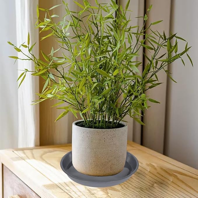 VUWEZ 6 Pack of 22 inch Plant Saucer, Plant Tray 22 Inch Round, Plant Saucers for Indoors, Plant Trays for Pots, Flower Pot Saucers, Pot Saucers for Planter 17-23" (22", Gray)