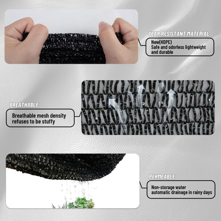 Sun Shade Cloth with Grommets for Garden, 55% 6.5x16.5ft, Black - Image 5