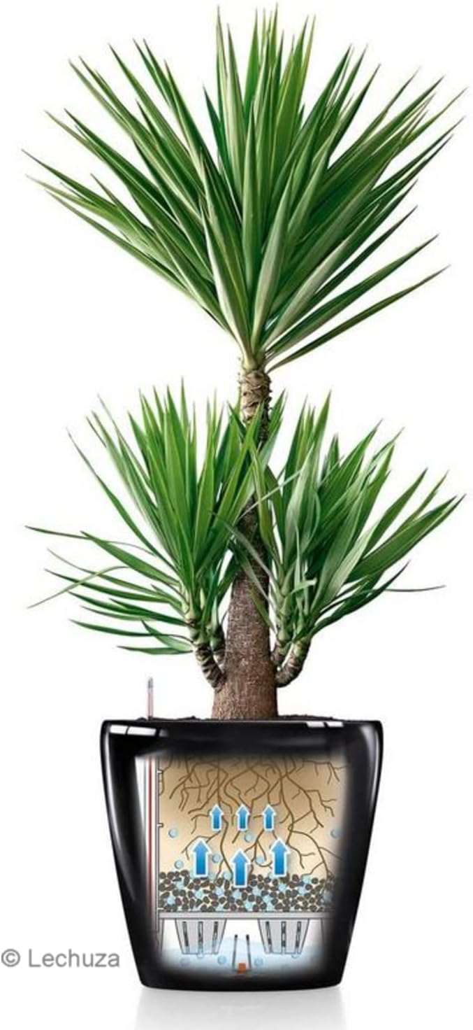 Lechuza Classico LS 70 White High Gloss, Self-Watering Large Round Planter, D27.6 H25.4 in