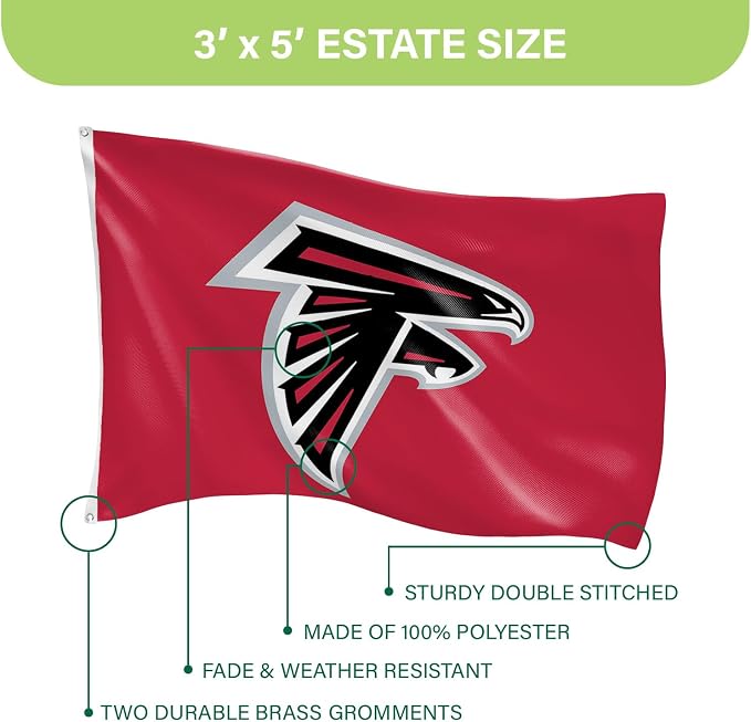 NFL Atlanta Falcons 3 x 5 Outdoor Durable House Flag with Grommets | Sport Team Flag & Banner | Indoor Wall Decoration for Room