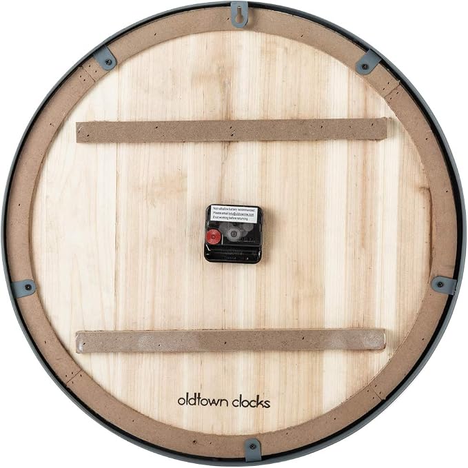 Oldtown Farmhouse Metal & Solid Wood Noiseless Wall Clock (Whitewash, 18-inch)