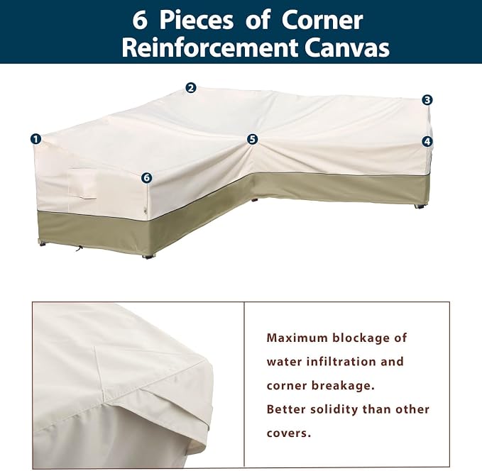 Outdoor Sectional Patio Furniture Covers - Waterproof Rip-Stop Anti-UV 600D Heavy Duty Couch Cover with 3 Air Vent - 90"L x 90''L 33.5''D 31''H, Light Green