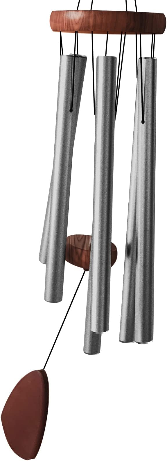 Wind Chimes for Outside with Wood Wind Catcher, 37 Inches Large Aluminum Windchimes Outdoors for Patio Decoration & Zen Atmosphere, Best Gifts for Mom(Silver Grey)