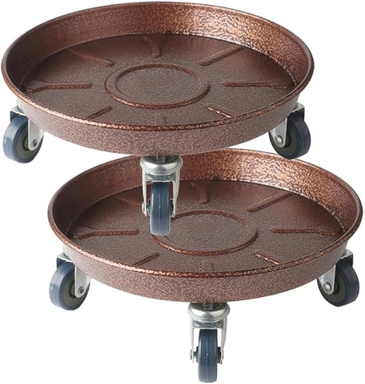 2 Pack 14" Heavy Duty Plant Dolly with Wheels, 280lbs Metal Rolling Plant Stand with Casters, Round Wheeled Planter Caddy Roller Base Carry Potted Tree Flower Pot for Indoor Outdoor Garden, Bronze