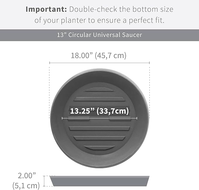 Crescent Garden Universal Round Planter Saucer, Durable Drainage Dish for Plant Pots, Heavy-Duty Plant Dishes Saucer, Indoor & Outdoor Plant Trays - Midnight Blue (13 inch Inner, 18 inch Outer)