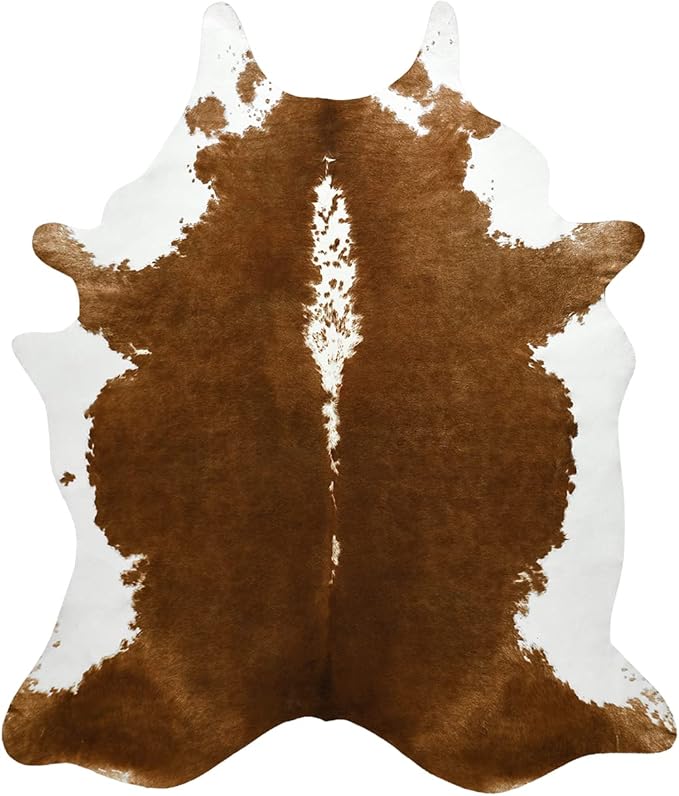 BENRON Small Faux Cowhide Rug, Cow Print Rug for Kitchen Hallyway 2.9X 3.9 | Western cow hide rug for Home Decor, Washable Rugs with Irregular Animal Skins and Hides, Non Slip, Khaki Brown