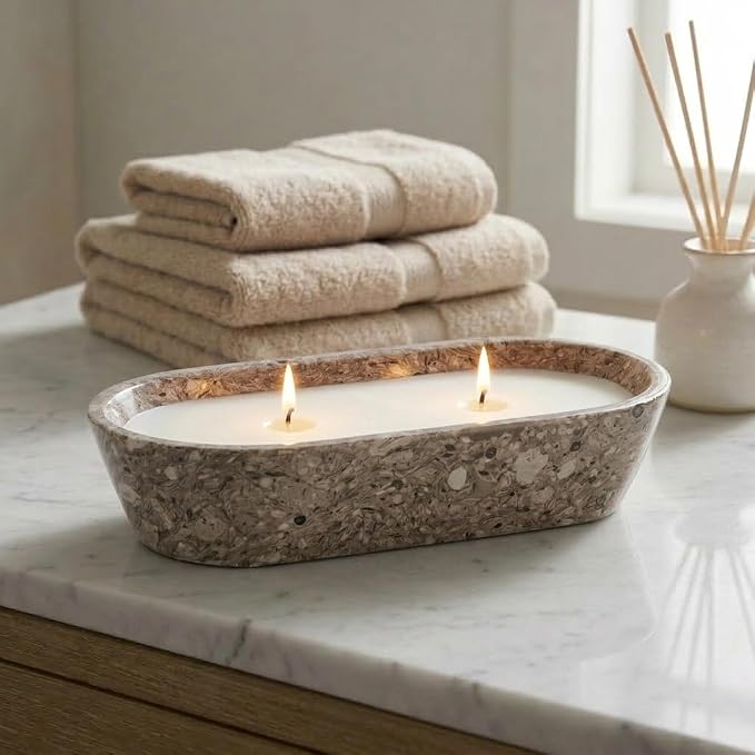 Radicaln Marble Dough Bowl 10" Inches Oceanic Handmade Oval Bowl and Candy Bowl for Dining Table Decor, Ideal Marble Bowl for Keys Entryway Table