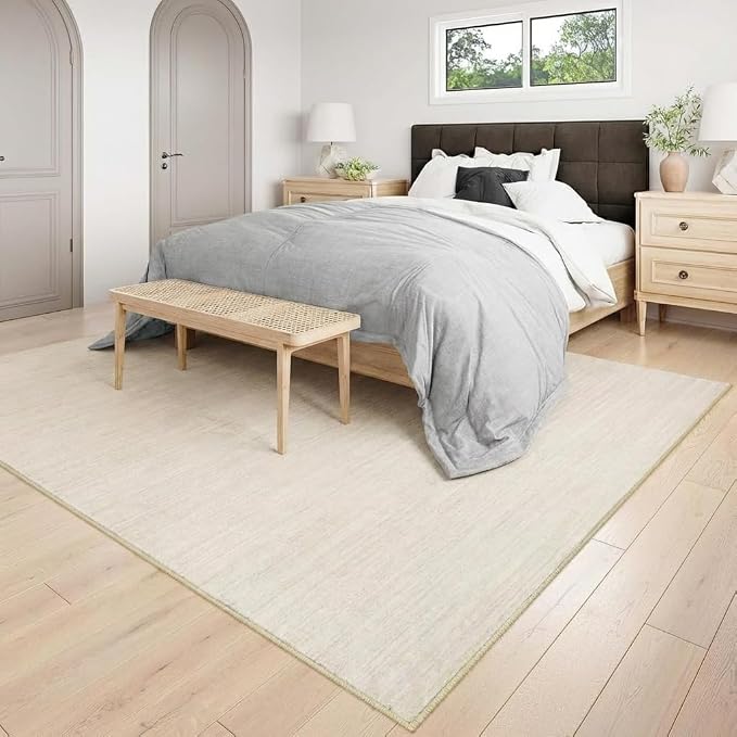 Garvee Large Rugs for Living Room 8x10 Washable Rug Modern Solid Color Print Accent Rug with Non Slip Backing, Low Pile Non Shedding Minimalist Floor Covering for Dining Room Nursery, Beige | Modern Non Slip Backing Low Pile Non Shedding Stain Resistan...