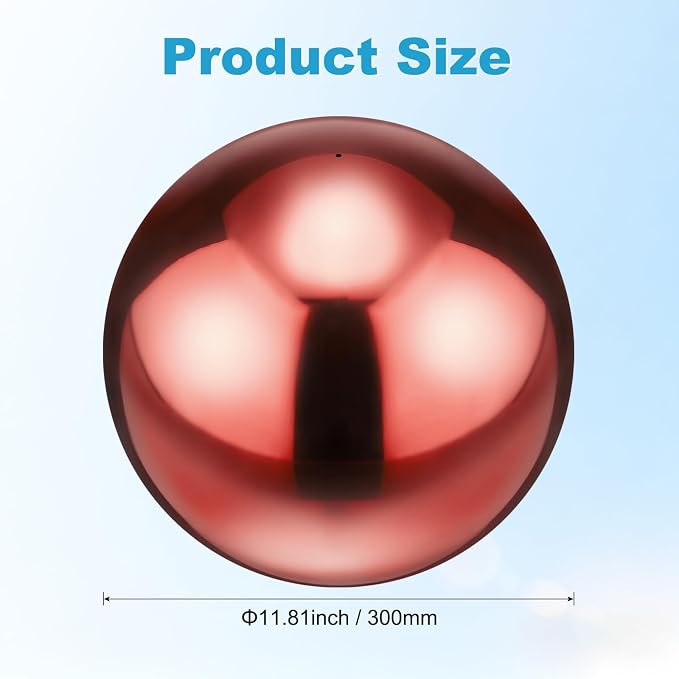 M METERXITY 1-Pack Garden Gazing Globes Ball 12 Inch 201 Stainless Steel Hollow Mirror Reflective Floating Ball for Garden/Pond/Home/Yard Outdoor Decoration [Ruby Red]