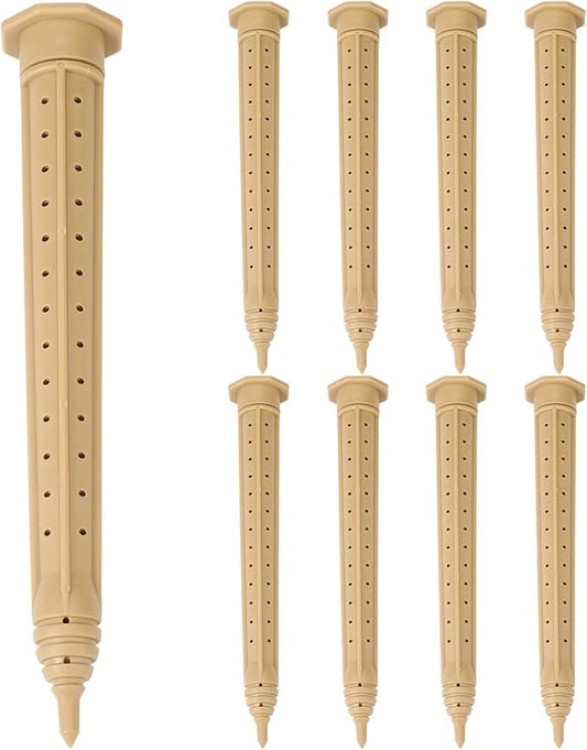 Briwooody 9 Pack 14 Inch Garden Watering Stake Large UV Protected ABS Plastic Deep Root Irrigation Spike Brown Drip System Parts Tubes for Trees Shrubs Bushes Flowers Fruits Vegetables Potted Plants