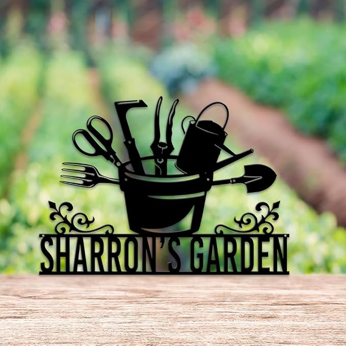 MeMate Personalized Metal Signs, Garden Signs, Garden Sign to Personalize, Large Sign for She Shed Garden, Customized Name Wall Art for Garden Outdoor Decor, Personalized Outdoor Plaque