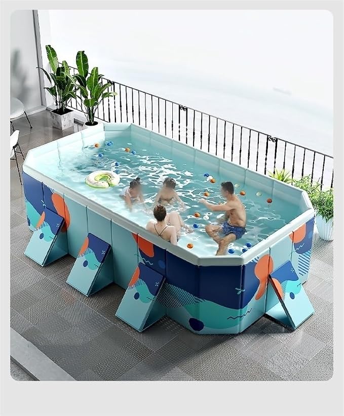 Foldable Swimming Pool Non-Inflatable Pool, Hard Plastic Shell Portable Pool, Dog Pool, Rectangular Above Ground Swimming Pool, Pools for Backyard and Garden (Size : 9.8ft)