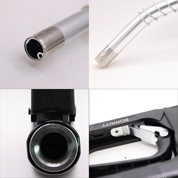 3/4" Inch NPT Black Fuel Nozzle,Automatic Shut Off Heavy Duty W/360° Hose Swivel Gas Fuel Transfer Pump Nozzle,304 13/16" Spout nozzle bushing,Copper Valve,Hook,16 gpm Flow Rate For Gas,Diesel