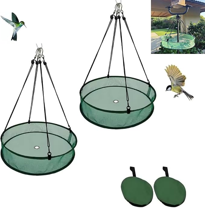 2 Pack 20'' Bird Seed Catcher Tray for Pole Mounted Bird Feeder,Birdseed Hoop with Holes Fits 1" Pole | 4" Deep Design for Birds Feeders Outdoors Backyard Garden