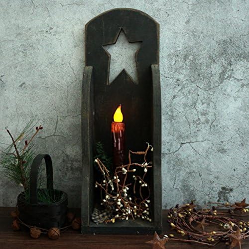 CVHOMEDECO. Real Wax Hand Dipped Battery Operated LED Timer Taper Candles Rustic Primitive Flameless Lights Décor, 6-3/4 Inch, Burgundy, 6 PCS in a Package - Image 2