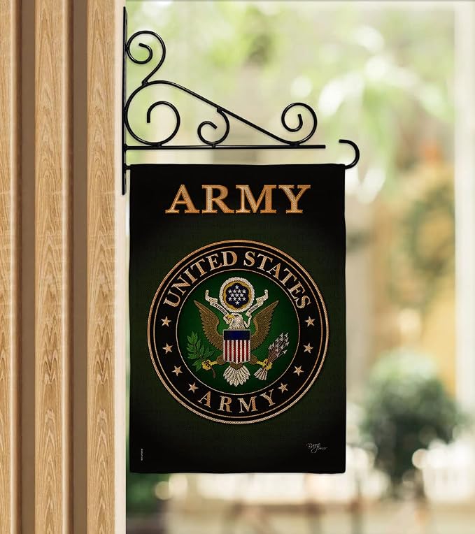 Army Burlap Garden Flag - Set Wall Holder Armed Forces Rangers United State American Military Veteran Retire Official - House Decoration Banner Small Yard Gift Double-Sided Made in USA 13 X 18.5