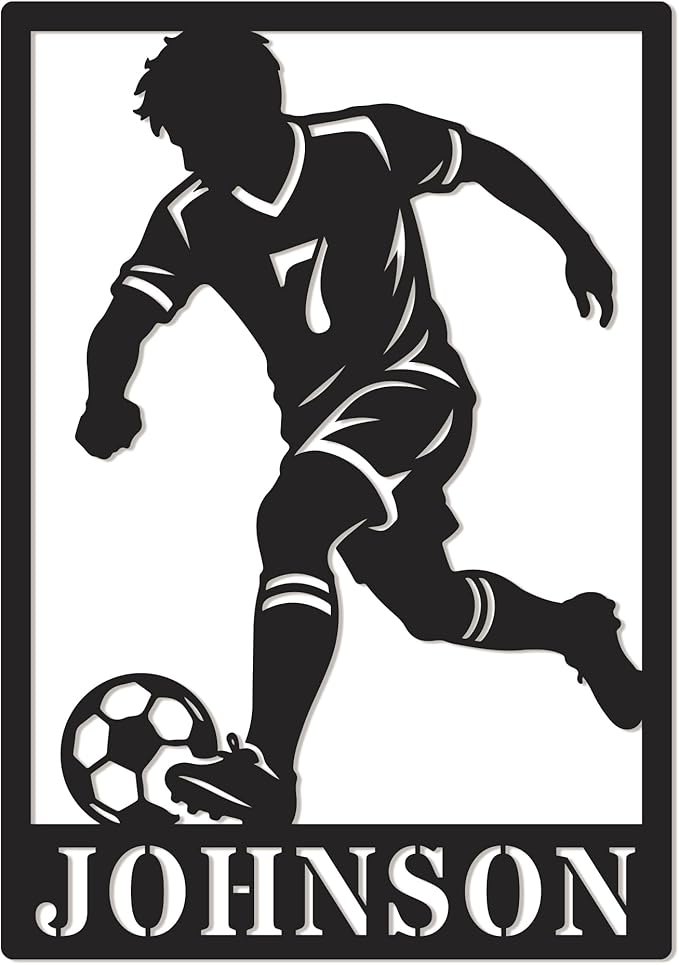 Custom Soccer Ball Metal Name Sign – Personalized Soccer Team Wall Art, Sports Name Decor, Gift for Football Players & Fans