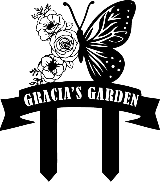 Personalized Butterfly Metal Garden Sign with Stake, Custom Garden Decor for Outdoor, Custom Large Family Name Sign, Patio Decorations, Lawn Art, Farmhouse Decorative, Housewarming Gift