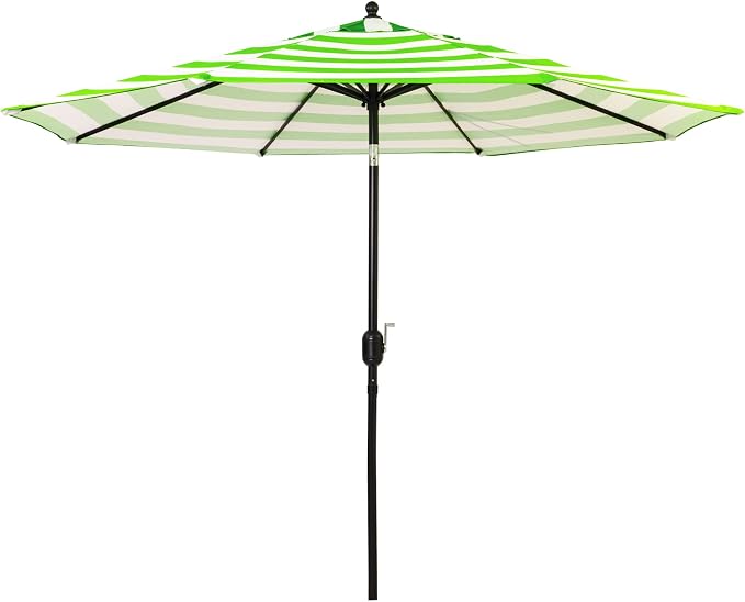 Sunnyglade 9' Patio Umbrella Outdoor Table Umbrella with 8 Sturdy Ribs (Grass Green and White)
