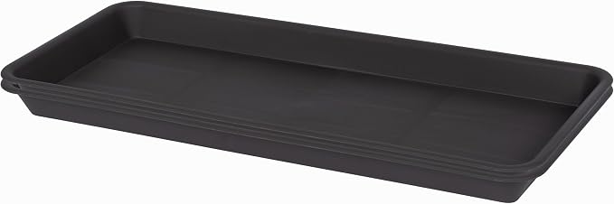 VUWEZ 2 Pack Plastic Plant Tray Saucer, Rectangular, Indoors Outdoor, Water Drip Tray for Flower Pot Planter, Windowsill (6 X 11 Inch, Brown)