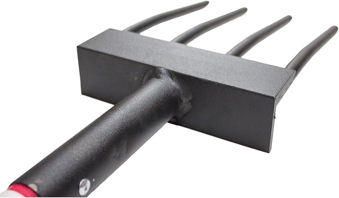 Bully Tools Spading Fork with D-Grip, Heavy Duty Garden Fork for Digging, Aerating and Harvesting Root Crops, 44" Fiberglass Handle, Ideal for Garden Beds and Pavers Base Prep, 100% Made in USA