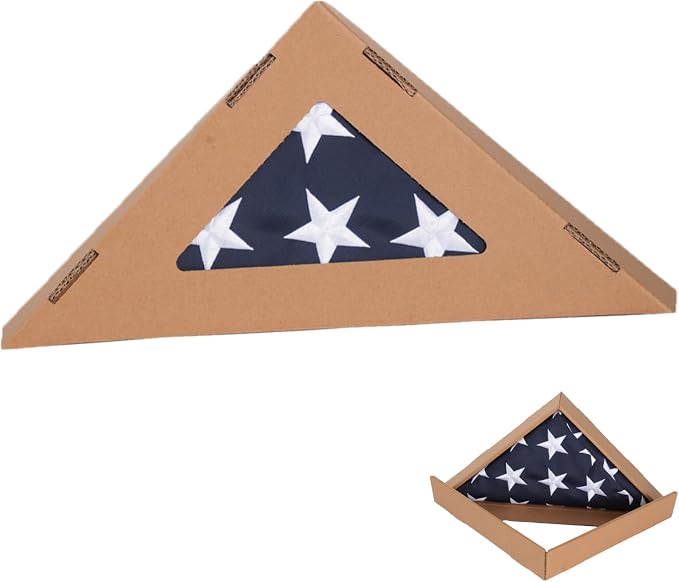 JRED 100% Cotton Folded American Flags for Outside 3x5 FT US Flag Heavy Duty Outdoor Embroidered Stars Brass Grommets Triangle Packaged for Memorial, Burial, or Display