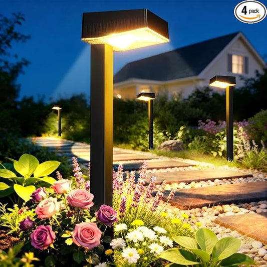 ELECLINK Solar Pathway Lights Outdoor, 4 Pack Garden Lights Solar Powered Path Lights with Larger LED Lens, 2 Light Modes Waterproof Outdoor Solar Light for Yard Driveway Walkway Landscape Patio Lawn