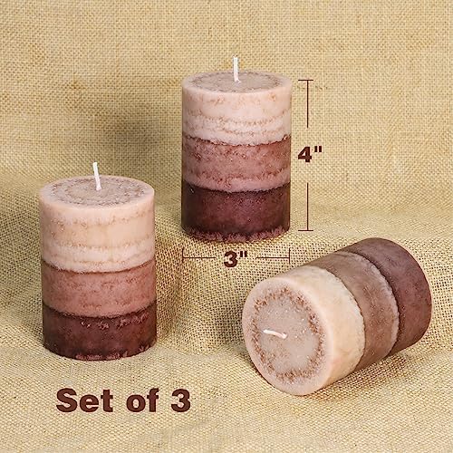 Coffee Pillar Candles, Aromatherapy Scented Candles, 35+ Hours Burn Long Lasting, Set of 3 Tall 3x4 Inch Dripless Pillar Candle, for Wedding and Home Décor - Image 4
