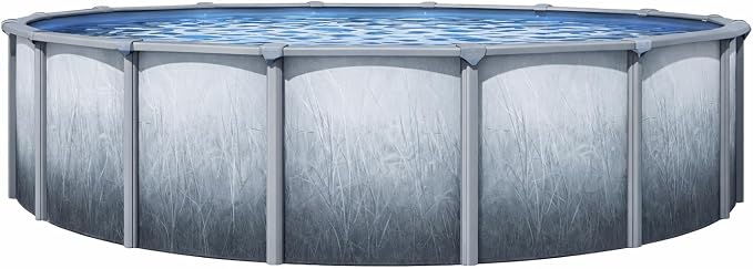Lake Effect Pools 'Bermuda' 12 ft Round Above Ground Swimming Pool | 48 Inch Walls | 6" Steel Top Ledge | Bundle Includes: 25 Gauge Overlap Liner & Widemouth Skimmer