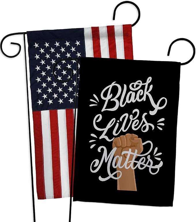 Stop Racism Yard Signs Wall Decor American Flag Banner Pack Patio Porch Lawn Garden Outdoor Decorations Tapestry Black History Month BLM African Americans Heritage Made in USA
