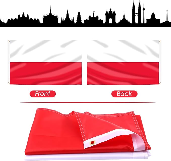 AhfuLife 2 Pcs Polish Flag Poland Flag 3x5 Ft, Large Polish National Flags for Outside - Double Side with Brass Eyelets for Olympic Party Decorations, Bar Garden Street Decoration Indoor Outdoor