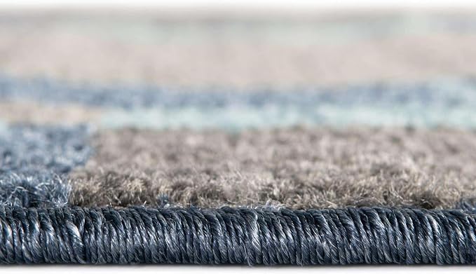 Unique Loom Autumn Collection Area Rug - Providence (4' 1" Square, Blue Gray/ Light Brown)
