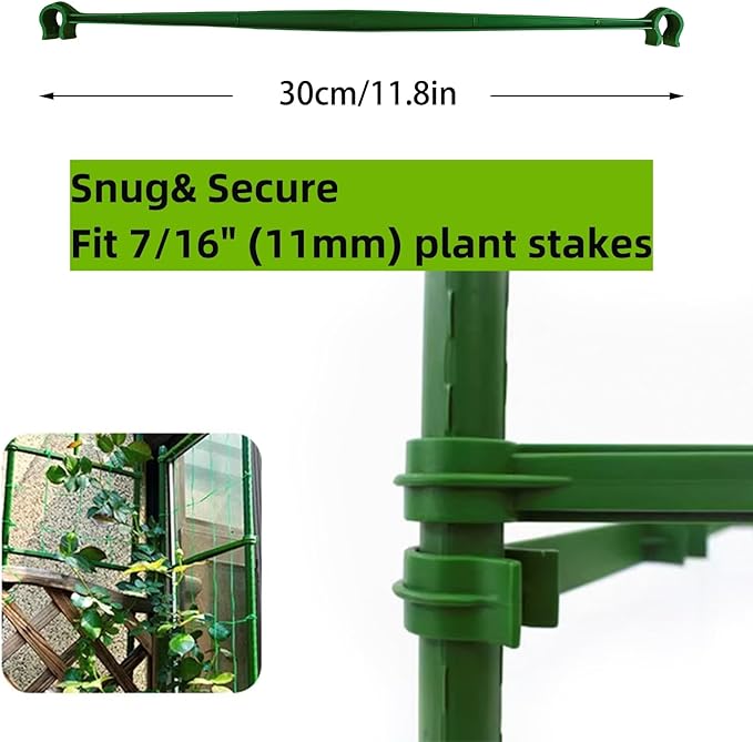 60PCS Plant Stake Arms for Tomato Cage，Expandable 11.8" Plant Supports Trellis Connector Clips for 11mm Garden Plants Stakes Stand Outdoor/Indoor