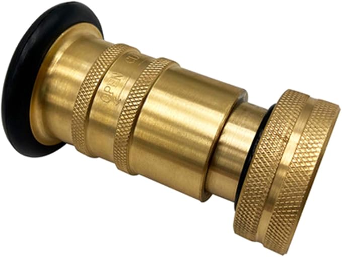 SAFBY Fire Hose Nozzle NPSH/NPT Thermoplastic Fire Equipment Spray Jet Fog with Aluminum Female and Male Fitting (2 Inch Brass)