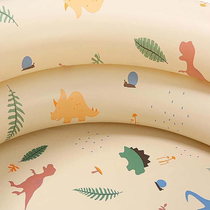 Inflatable Pool Baby Retro Blow Up Swimming Pool Family Cute Thickened Water Pool (Beige Dinosaur)